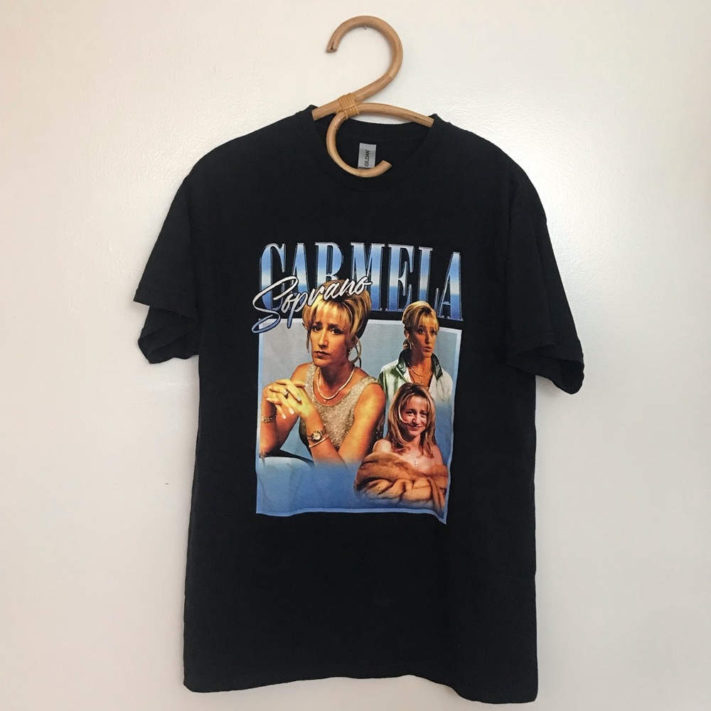 Carmela Soprano Theme Feature Black Short Sleeve T-Shirt Top
